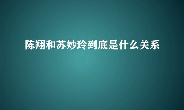陈翔和苏妙玲到底是什么关系