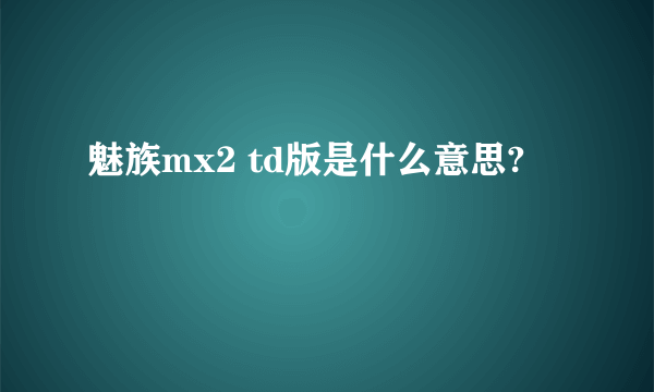 魅族mx2 td版是什么意思?