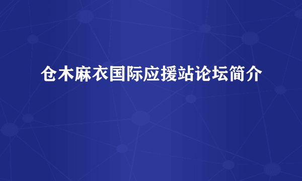 仓木麻衣国际应援站论坛简介