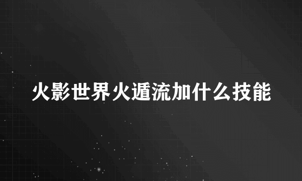 火影世界火遁流加什么技能