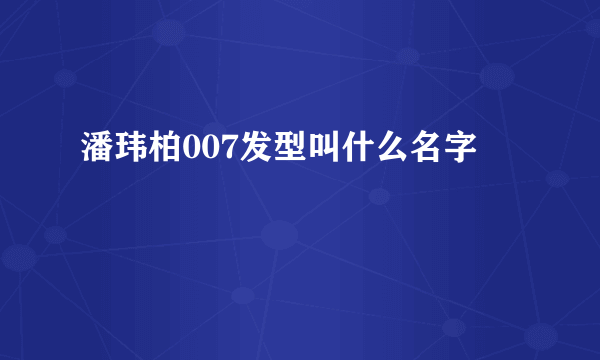 潘玮柏007发型叫什么名字