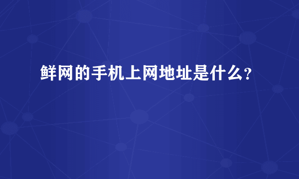 鲜网的手机上网地址是什么？