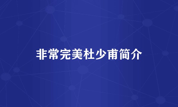 非常完美杜少甫简介