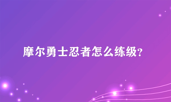 摩尔勇士忍者怎么练级？