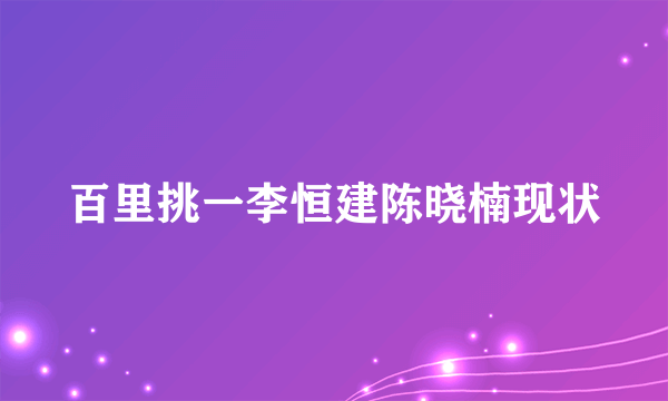 百里挑一李恒建陈晓楠现状