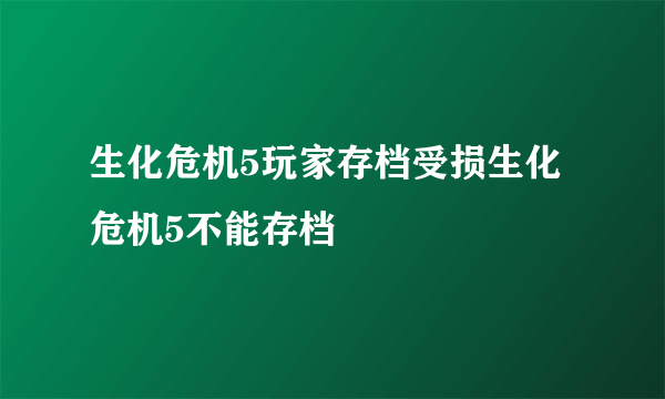 生化危机5玩家存档受损生化危机5不能存档