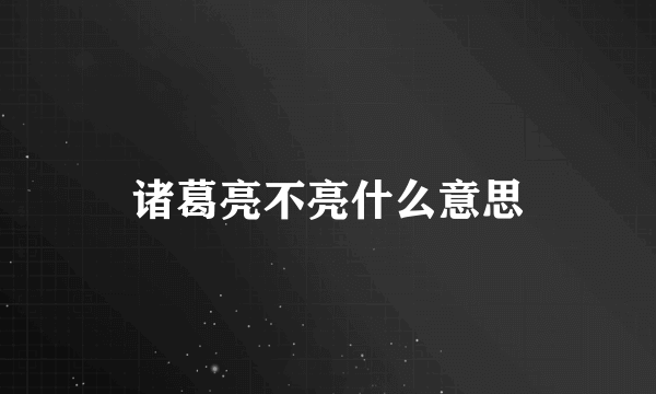 诸葛亮不亮什么意思