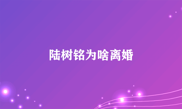 陆树铭为啥离婚
