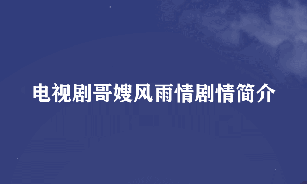 电视剧哥嫂风雨情剧情简介