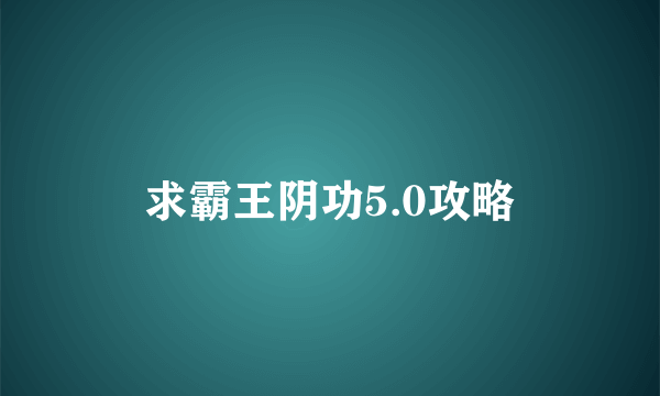 求霸王阴功5.0攻略
