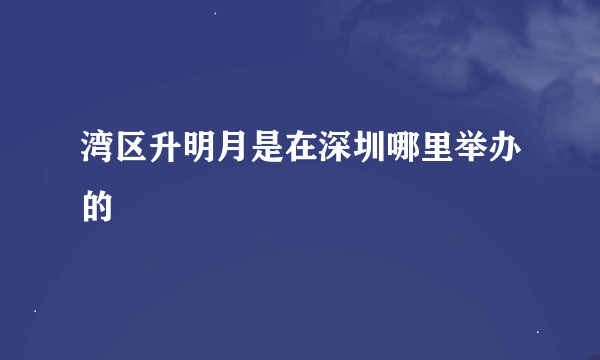 湾区升明月是在深圳哪里举办的