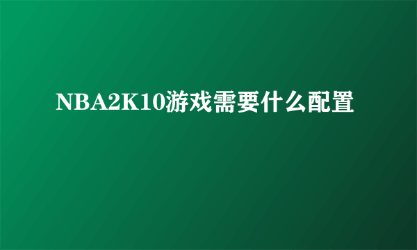 NBA2K10游戏需要什么配置