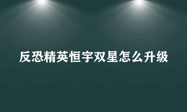 反恐精英恒宇双星怎么升级