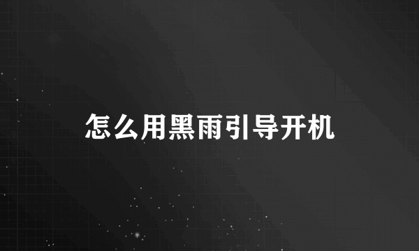 怎么用黑雨引导开机