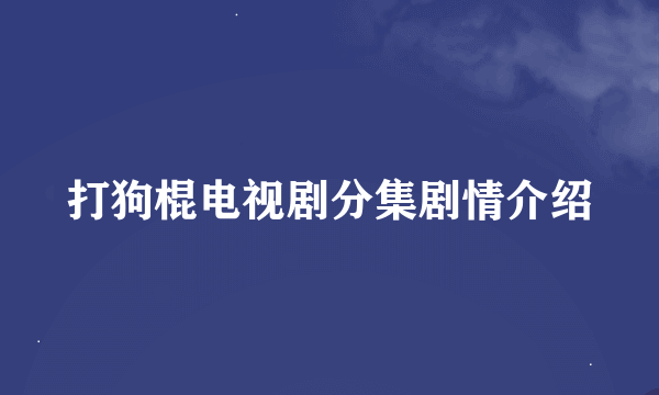 打狗棍电视剧分集剧情介绍