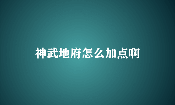神武地府怎么加点啊