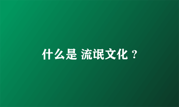 什么是 流氓文化 ?