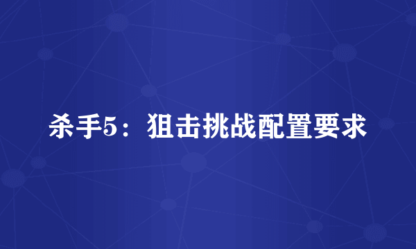 杀手5：狙击挑战配置要求