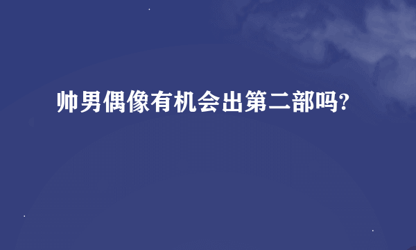 帅男偶像有机会出第二部吗?
