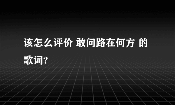 该怎么评价 敢问路在何方 的歌词?