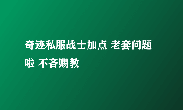 奇迹私服战士加点 老套问题啦 不吝赐教