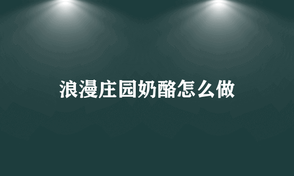 浪漫庄园奶酪怎么做