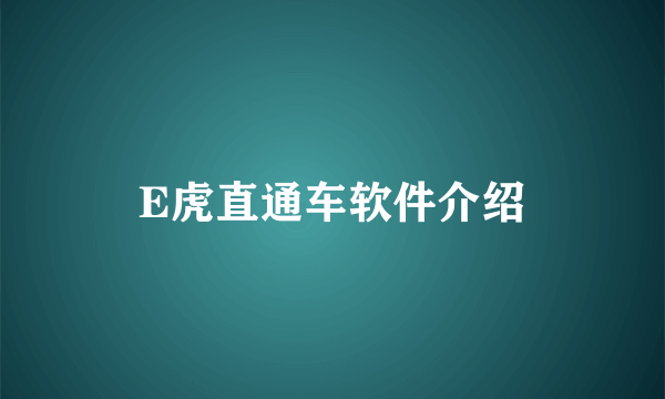 E虎直通车软件介绍