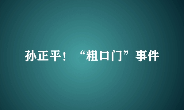 孙正平！“粗口门”事件