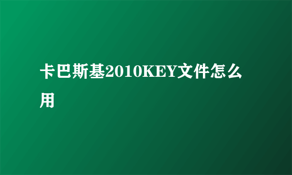 卡巴斯基2010KEY文件怎么用