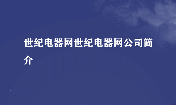 世纪电器网世纪电器网公司简介