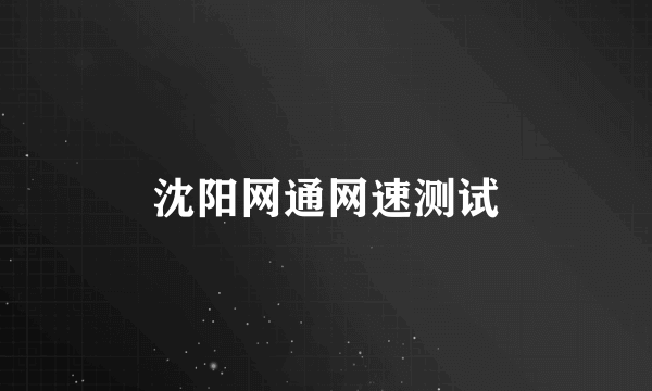 沈阳网通网速测试