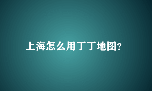 上海怎么用丁丁地图？