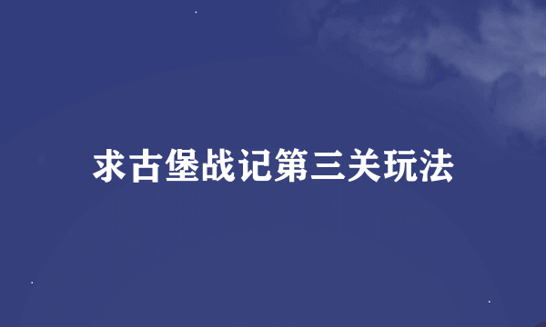 求古堡战记第三关玩法