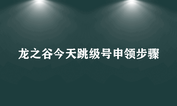 龙之谷今天跳级号申领步骤