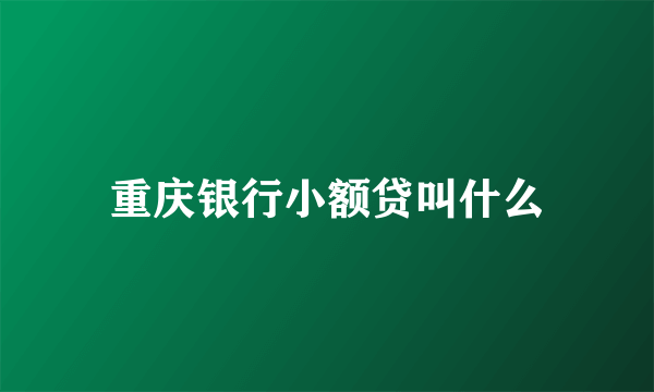 重庆银行小额贷叫什么