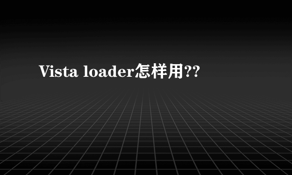 Vista loader怎样用??