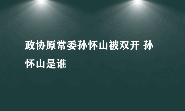 政协原常委孙怀山被双开 孙怀山是谁