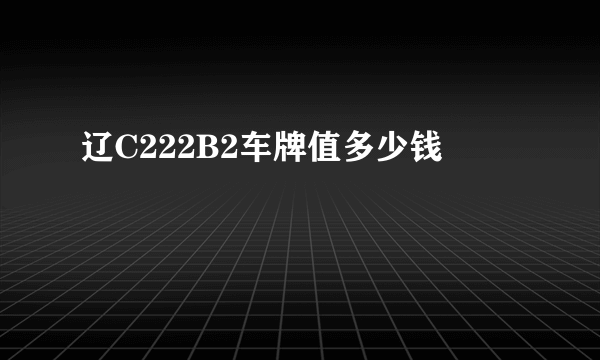 辽C222B2车牌值多少钱