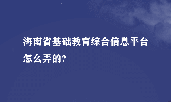 海南省基础教育综合信息平台怎么弄的?