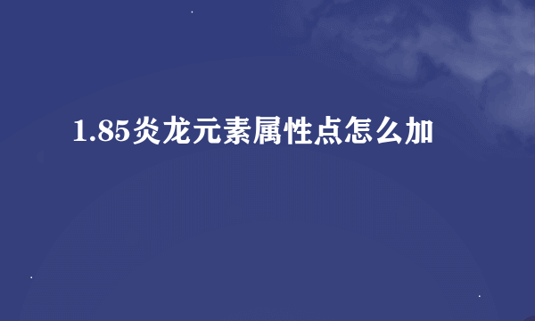 1.85炎龙元素属性点怎么加
