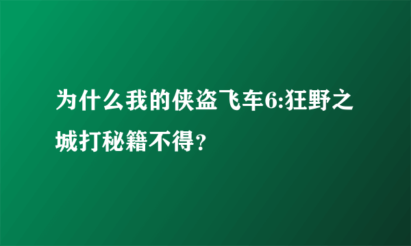 为什么我的侠盗飞车6:狂野之城打秘籍不得？