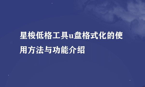 星梭低格工具u盘格式化的使用方法与功能介绍