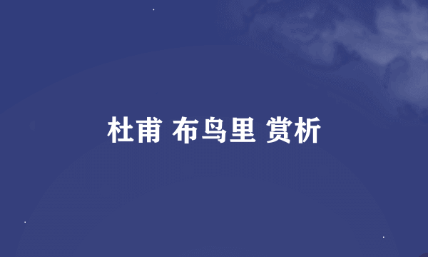 杜甫 布鸟里 赏析