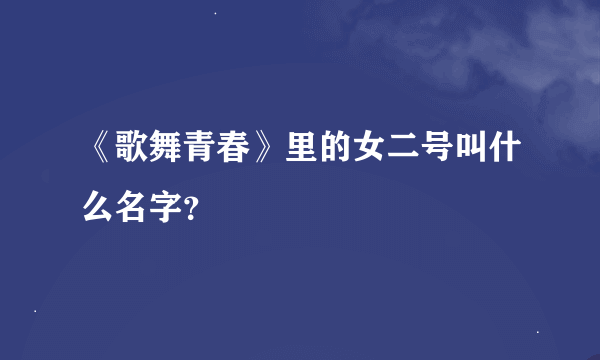 《歌舞青春》里的女二号叫什么名字？
