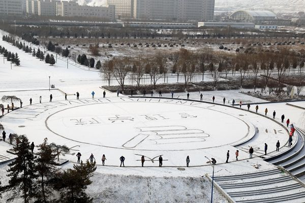 一美术老师雪地中扫出巨幅雪竹图，她的作品为何引得多数人点赞？