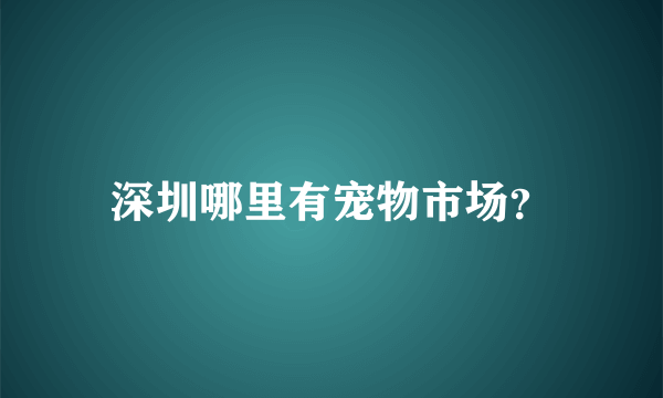 深圳哪里有宠物市场？