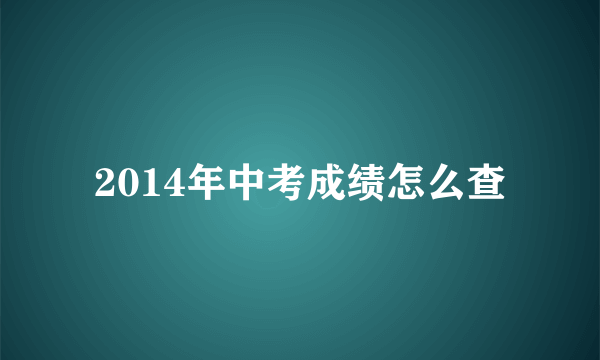 2014年中考成绩怎么查