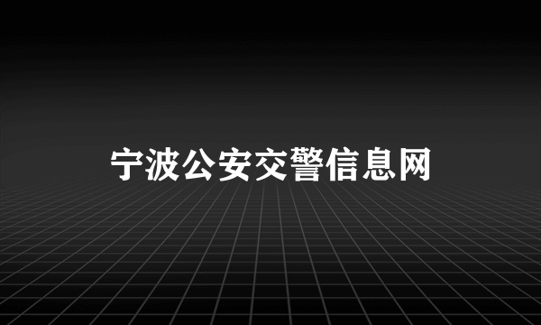 宁波公安交警信息网
