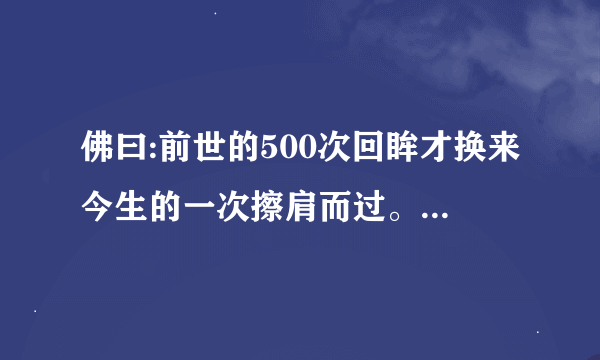 佛曰:前世的500次回眸才换来今生的一次擦肩而过。这个故事的全文是什么呢？