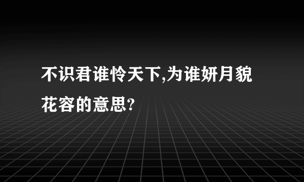 不识君谁怜天下,为谁妍月貌花容的意思?